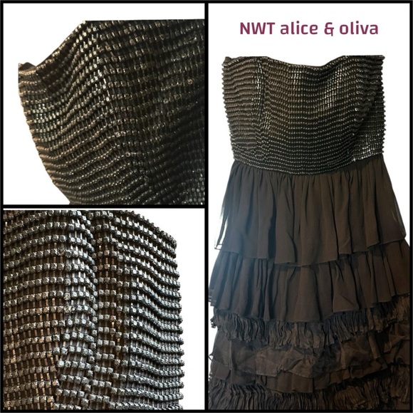NWT Alice + Olivia Elegant Black Dress - Picture 1 of 9